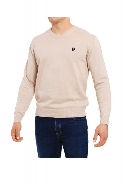 Pierre Cardin V-Logo beżowy Sweter