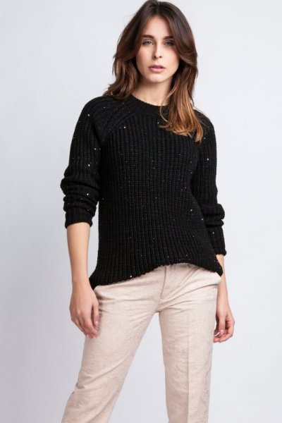 MKMSwetry Kriss SWE 076 czarny sweter damski